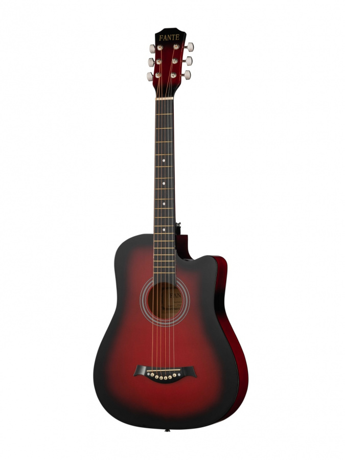 FT-D38-RDS Акустическая гитара, с вырезом, красный санберст, Fante