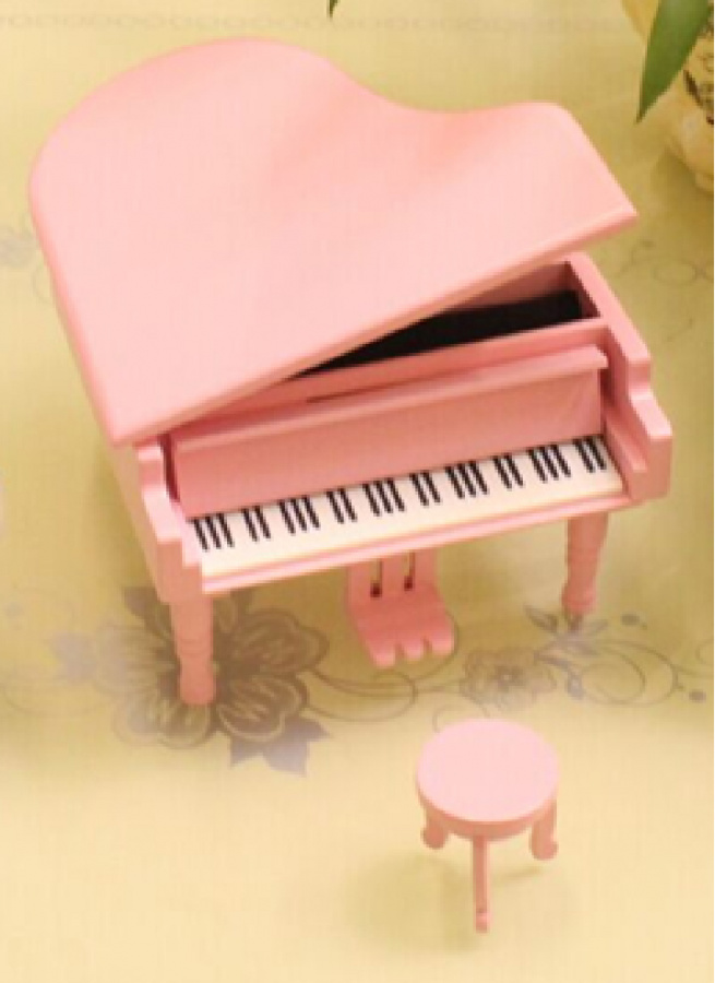 M-M4-PK Музыкальная шкатулка "Рояль", дерево, розовая, Rin