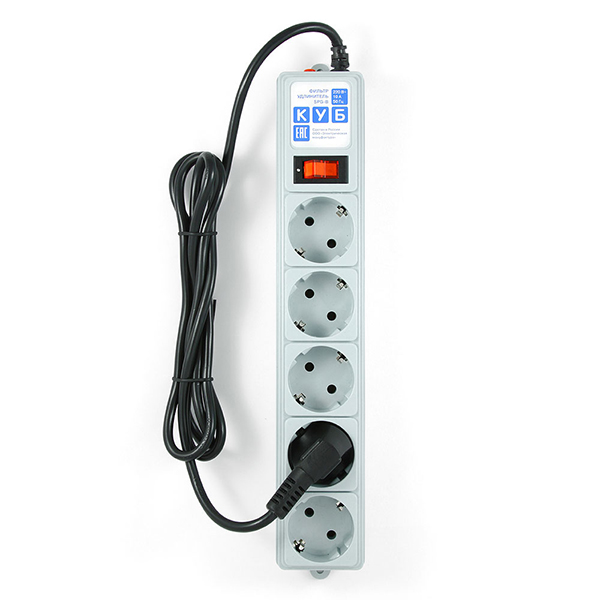 SPG-B-6 PowerCube Фильтр-удлинитель 1.9м 10А/2,2кВт, серый, Электрическая мануфактура