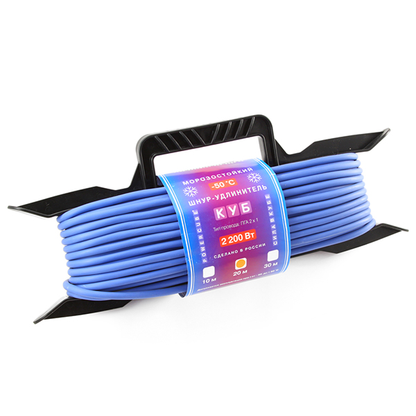 PC-L1-F-20-R PowerCube Шнур-Удлинитель на рамке 10А, морозостойкий 20м, Электрическая мануфактура