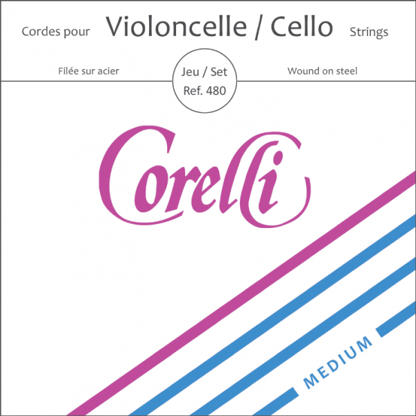 480-SAVAREZ Corelli Комплект струн для виолончели размером 4/4, среднее натяжение, Savarez
