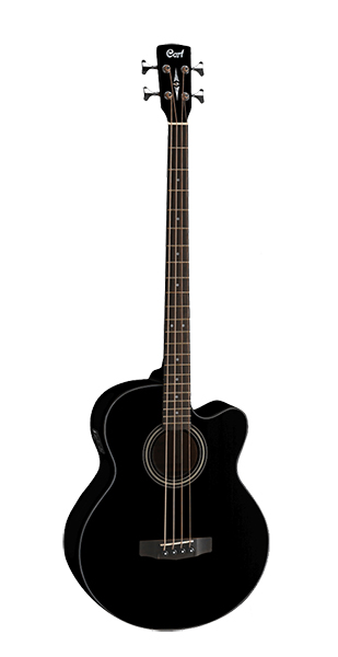 SJB5F-BK Acoustic Bass Series Электро-акустическая бас-гитара, с вырезом, черная, Cort