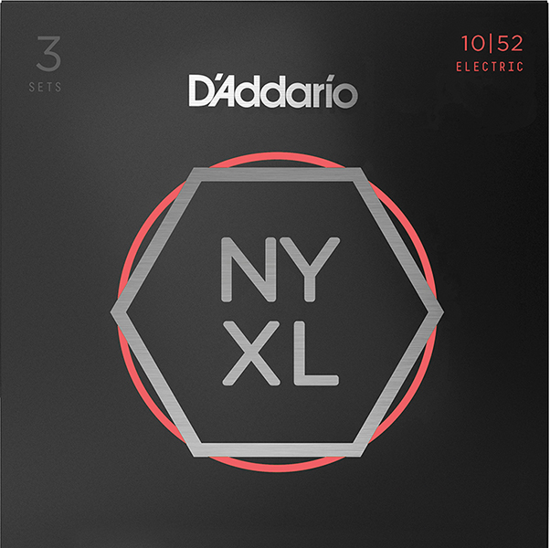 NYXL1052-3P Струны для электрогитары, 3 комплекта, никелированные, Light T/Heavy B, 10-52, D'Addario