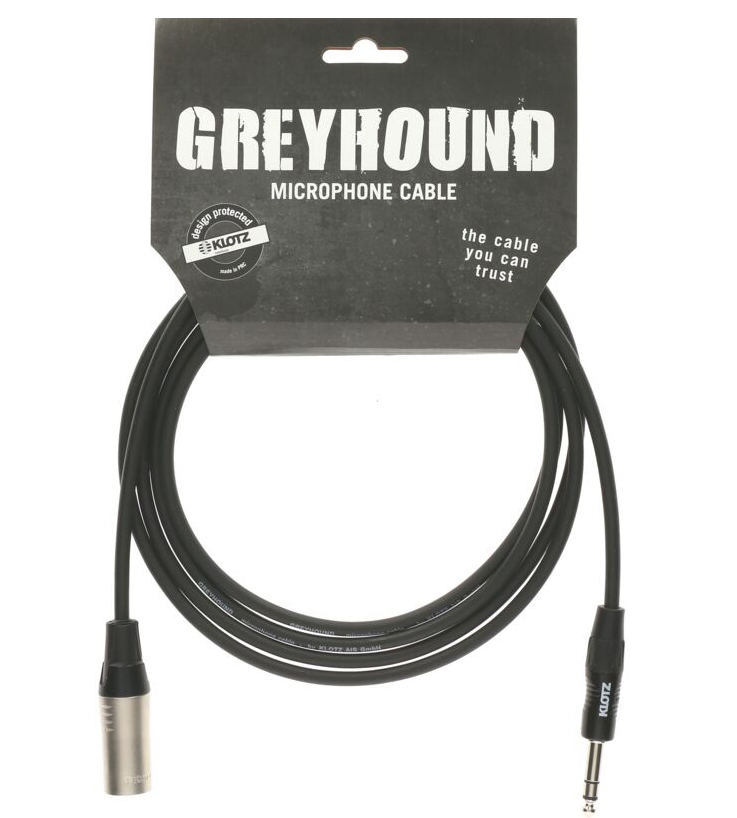 GRG1MP03.0 Greyhound Кабель микрофонный XLRm-6.35мм, 3м, Klotz