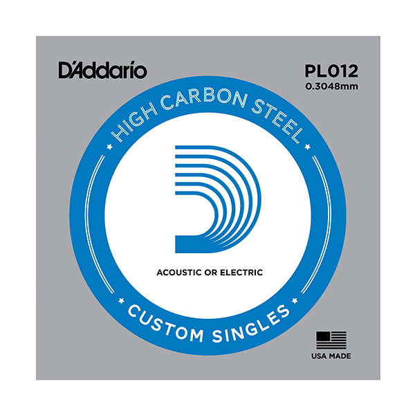 PL012 Plain Steel Отдельная струна без обмотки, сталь, .012, D'Addario