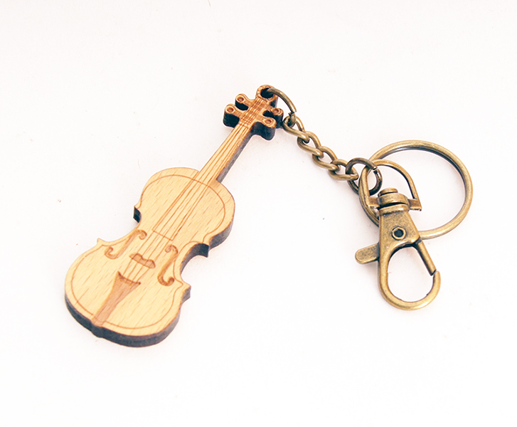 HY-B007 Брелок сувенирный скрипка, дерево, Rin
