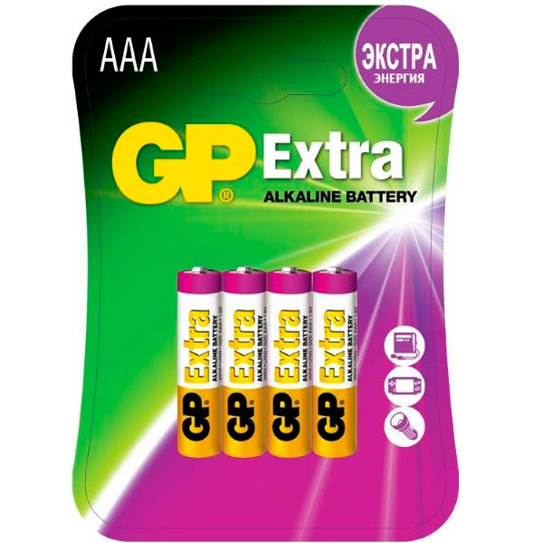GP24AX-2CR4 Extra Элемент питания ААА, алкалиновый, 4шт, GP