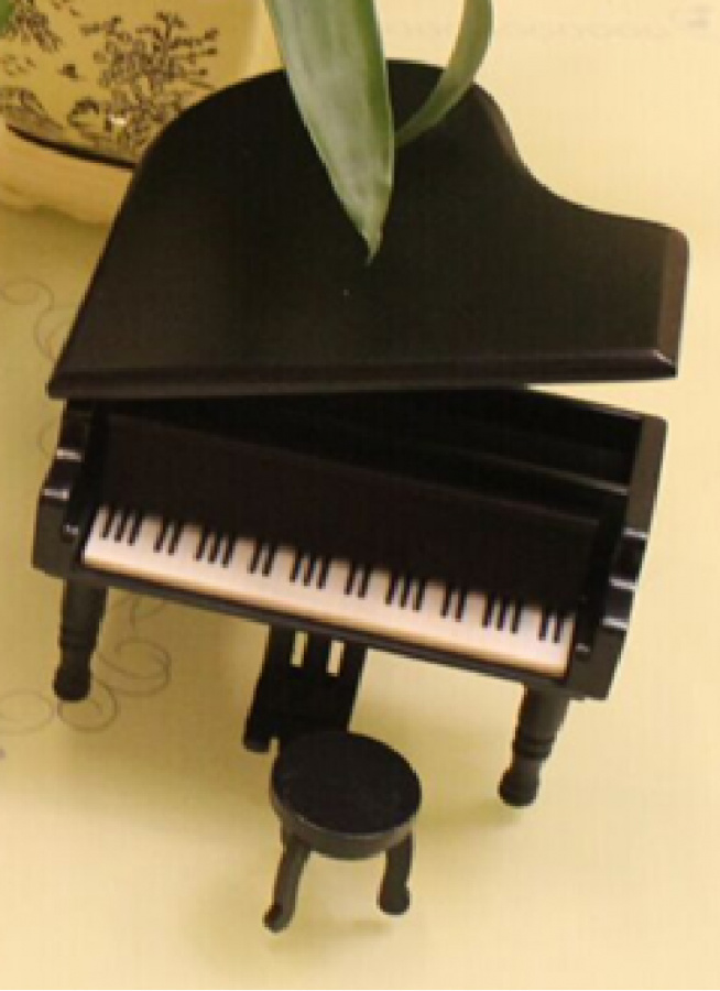 M-M4-BK Музыкальная шкатулка "Рояль", дерево, черная, Rin