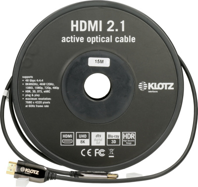 FOAUH015 Кабель HDMI оптический, 15 м, Klotz
