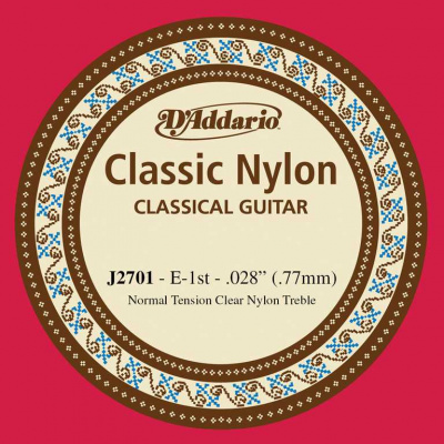 J2701 Classical Отдельная 1-ая струна для классической гитары, нейлон, норм. натяжение, D'Addario