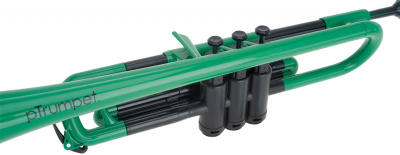 Труба Bb pTrumpet 1G (Пр-во Великобритания) цвет ЗЕЛЁНЫЙ, British design, пластиковая конструкция,легкий инструмент звучит, как типичная труба из латуни, удобен для начинающих. В комплекте два пластиковых мундштука 5С и 3С,чехол