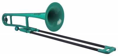 Тенор-тромбон Bb PBone 1G (Пр-во Великобритания) цвет ЗЕЛЁНЫЙ, пластиковая конструкция,  Легкий инструмент звучит, как типичный тромбон из латуни, удобен для начинающих. В комплекте с пластиковым мундштуком и матерчатым чехлом
