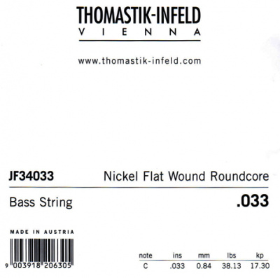 JF34033 Jazz Flat Wound Отдельная струна для бас-гитары, никель, плоская оплетка, 033, Thomastik