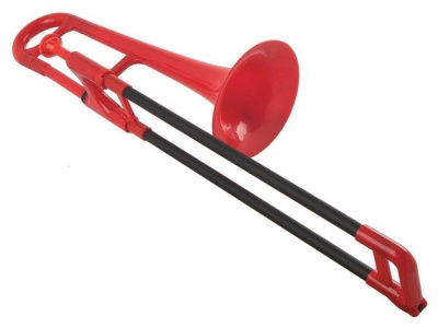 Тромбон-альт Eb P Bone 2R mini  (Пр-во Великобритания) цвет КРАСНЫЙ, пластиковая конструкция,  Легкий инструмент звучит, как типичный тромбон из латуни, удобен для начинающих. В комплекте с пластиковым мундштуком и матерчатым чехлом
