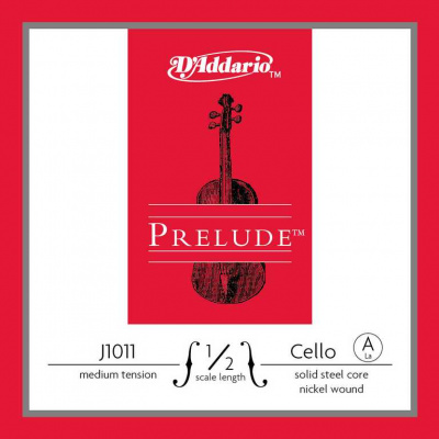 J1011-1/2M-B10 Prelude Отдельная струна A/Ля для виолончели размером 1/2, ср. натяж, 10шт, D'Addario